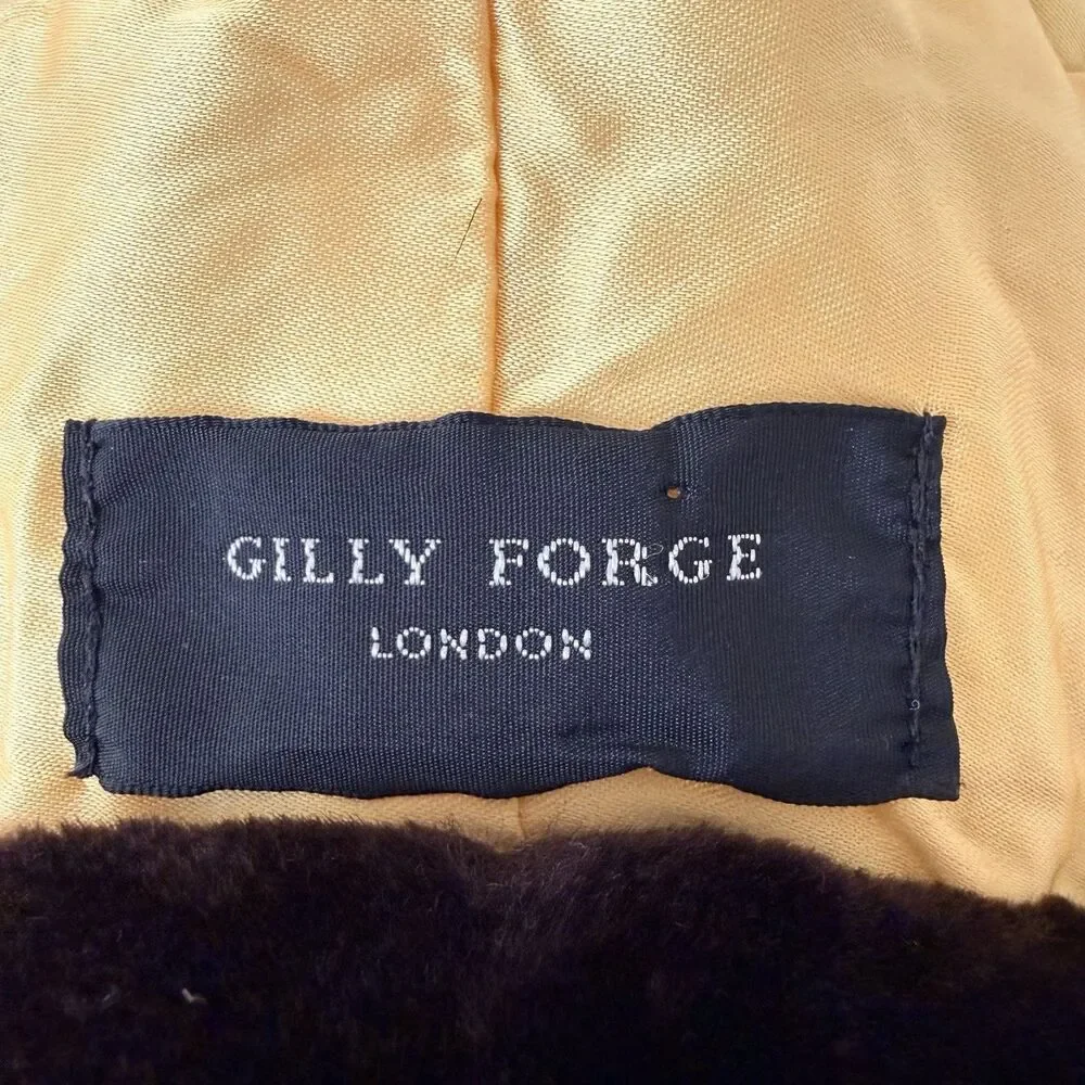 Vintage Gilly Forge London Brown Faux Fur Cloche Bucket Hat S/M Pillbox Mod Ski